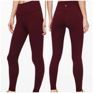NWOT Lululemon Wunder Under HR Tight 28” Legging FLuo Luon (Size 6) Garnet